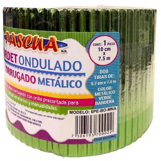 BORDETTE METALICO VERDE BANDERA 5.7X15 MT PASCUA MNK