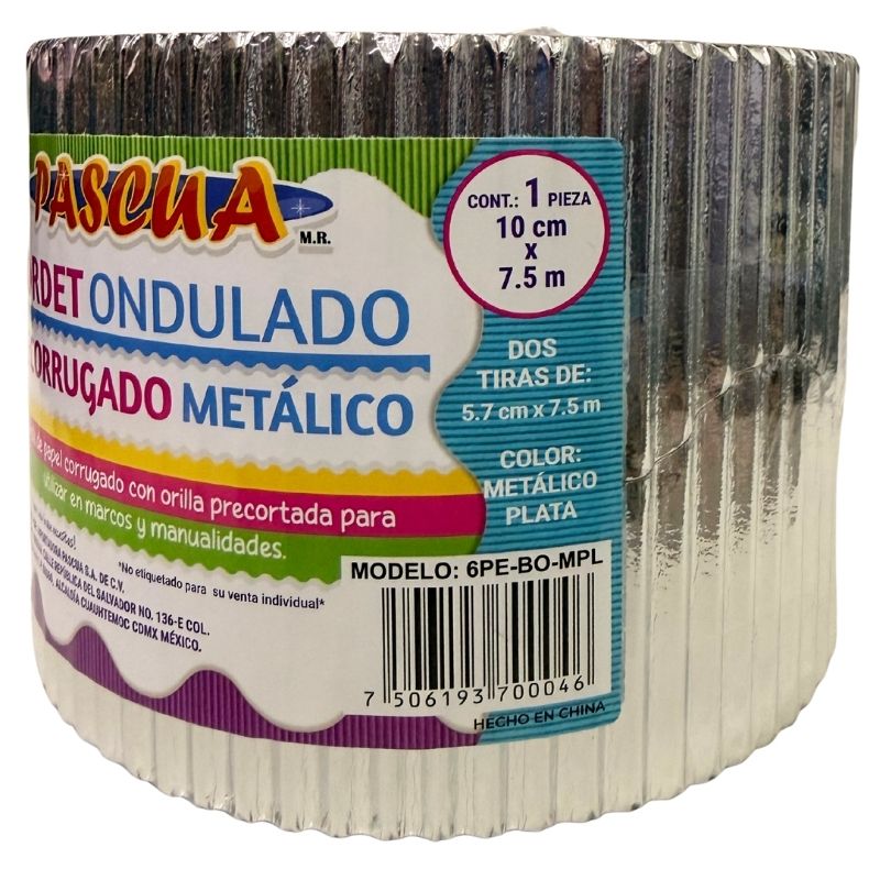 BORDETTE METALICO PLATA 5.7X15 MT PASCUA MNK