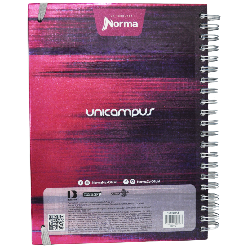 CUADERNO PROFESIONAL DOBLE ARGOLLA UNICAMPUS METALICO 160 HJ RAYA NORMA MNK