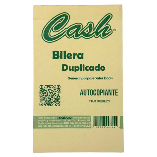 BILERA DUPLICADO AUTOCOPIANTE CASH MAYCO