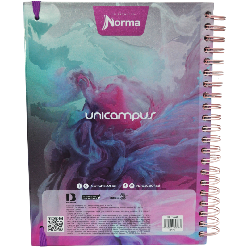 CUADERNO PROFESIONAL DOBLE ARGOLLA UNICAMPUS METALICO 160 HJ RAYA NORMA MNK