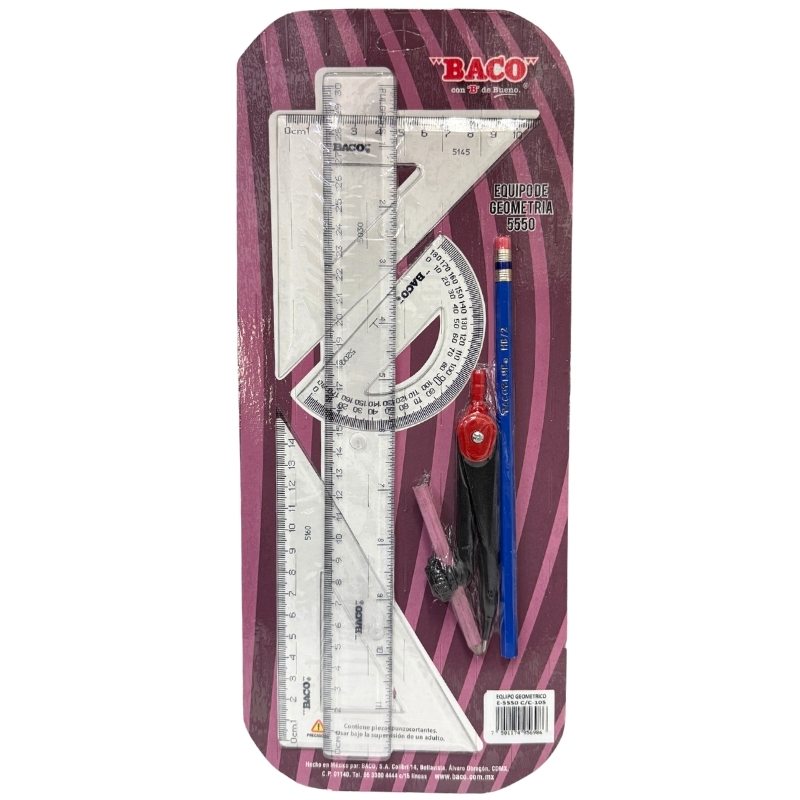 JUEGO GEOMETRIA E-5550 COMPAS C-105 BACO MNK