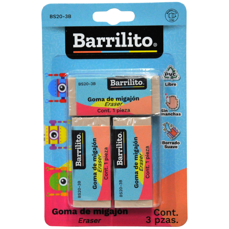 BORRADOR MIGAJON SUAVE 3 PZ BS20-3B GOBA BARRILITO MNK