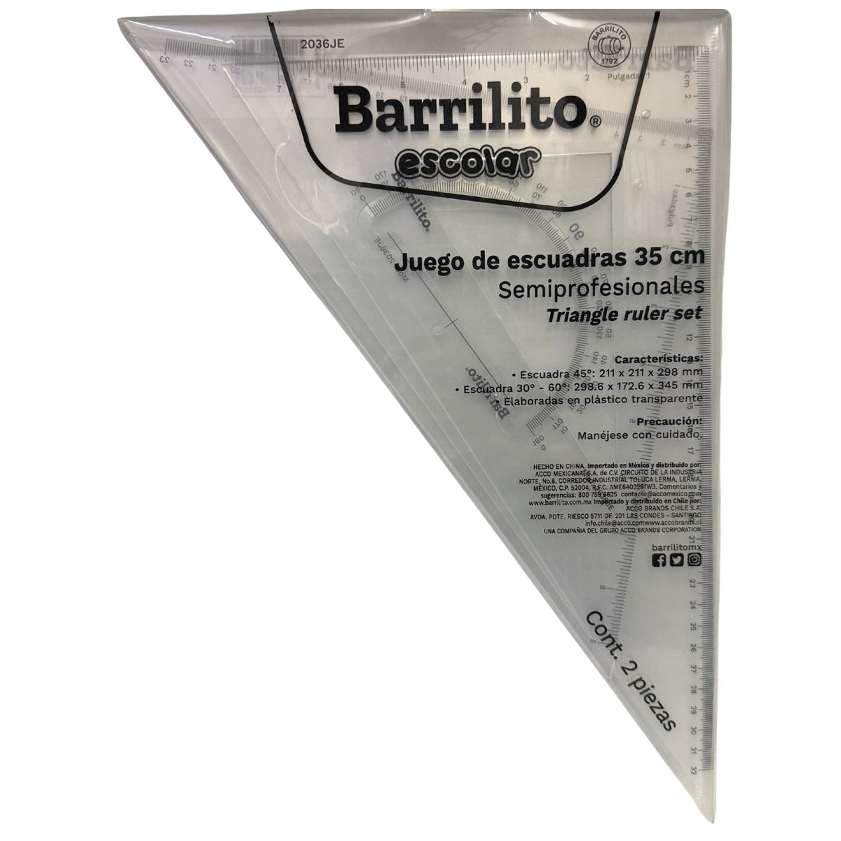 JUEGO ESCUADRAS SEMIPROFESIONAL 35 CM 2036JE GOBA BARRILITO