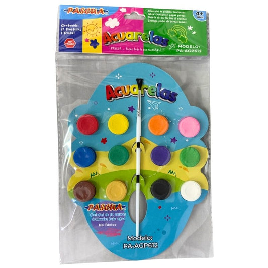 ACUARELA 12 PASTILLAS PASCUA MNK
