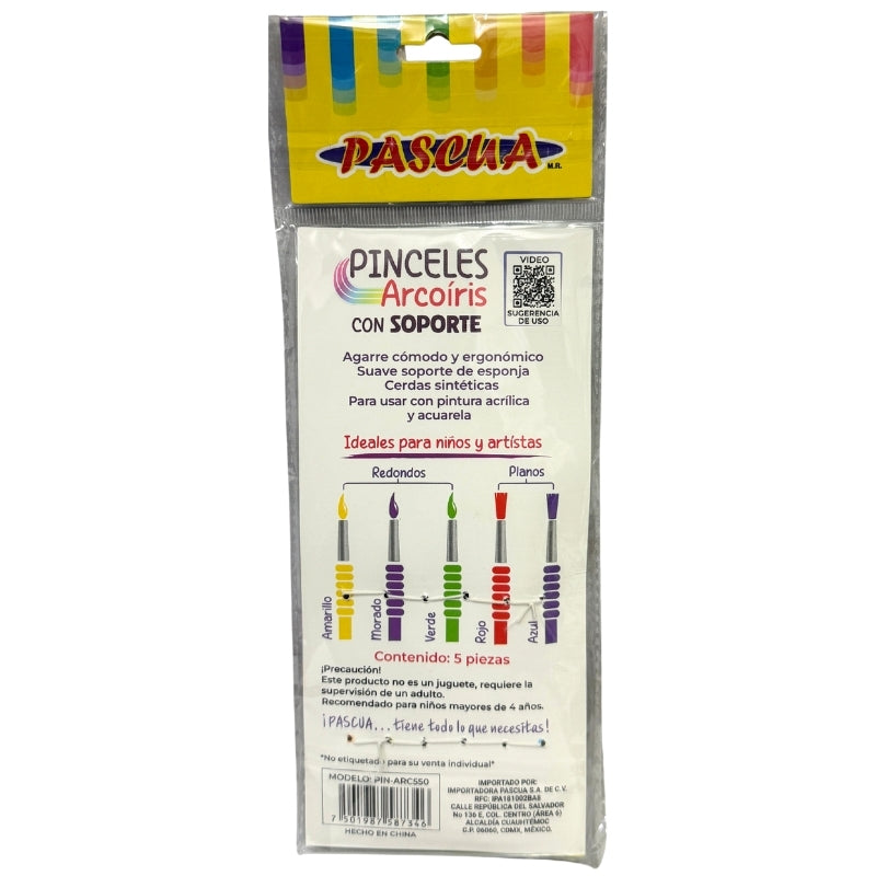 PINCEL 5 PZ ARCOIRIS ARC550 PASCUA MNK
