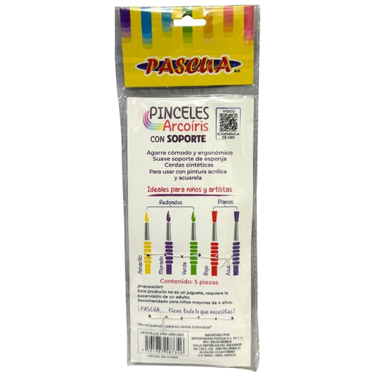 PINCEL 5 PZ ARCOIRIS ARC550 PASCUA MNK