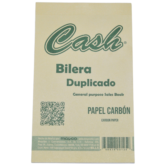 BILERA DUPLICADO PAPEL CARBON CASH MAYCO