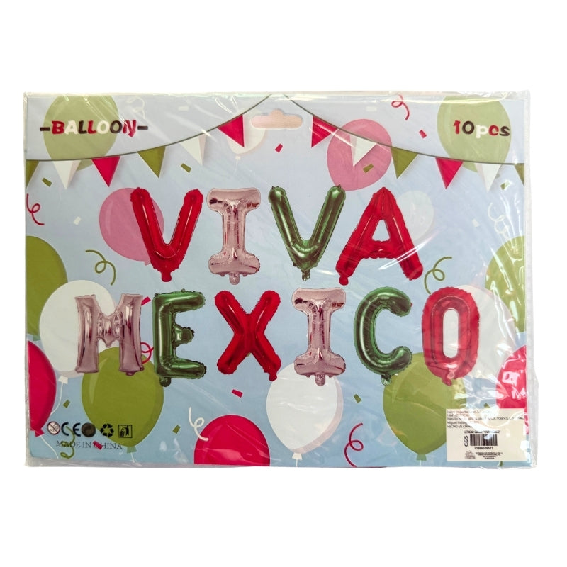 LETRERO GLOBO VIVA MEXICO PATRIAS VM FIESTA