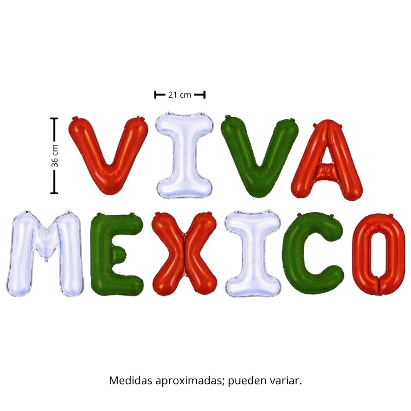LETRERO GLOBO VIVA MEXICO PATRIAS VM FIESTA