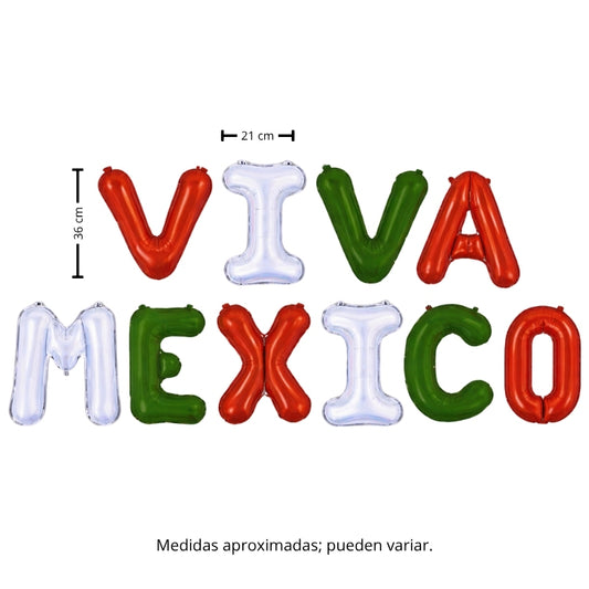 LETRERO GLOBO VIVA MEXICO PATRIAS VM FIESTA