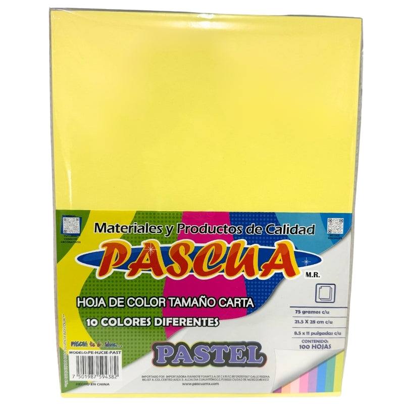 HOJAS COLORES PASTEL 100 HJ PASCUA MNK