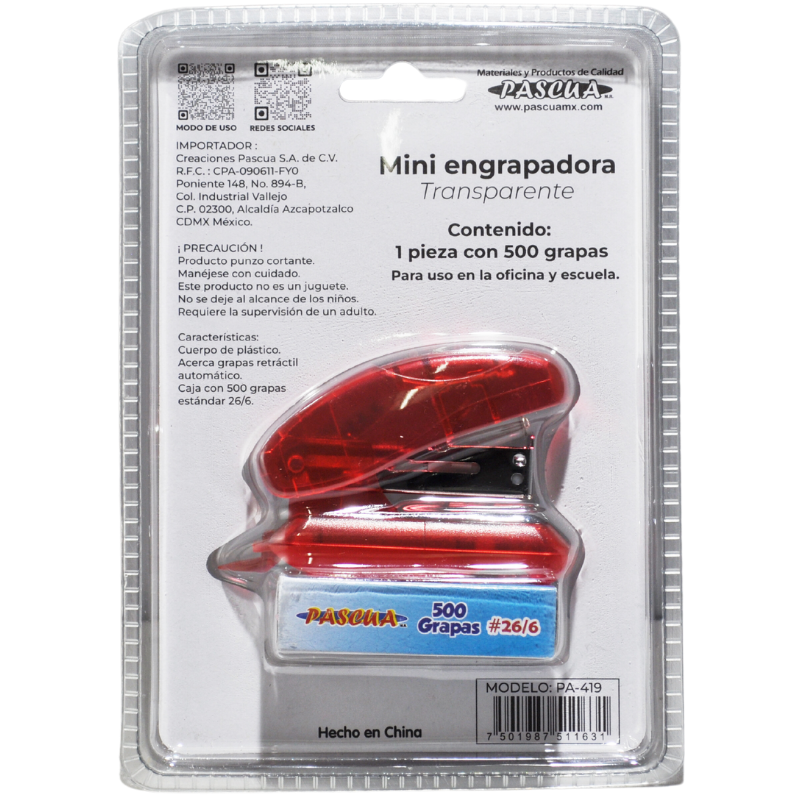 ENGRAPADORA MINI C/GRAPA ESTANDAR PA-419 PASCUA