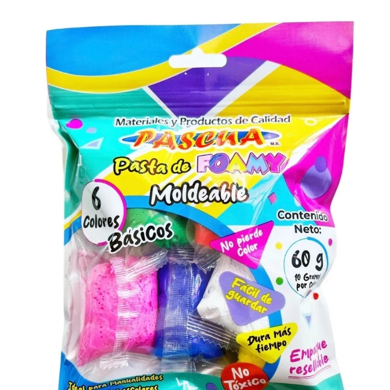 FOAMY MOLDEABLE 60 GM 6 COLORES PASCUA