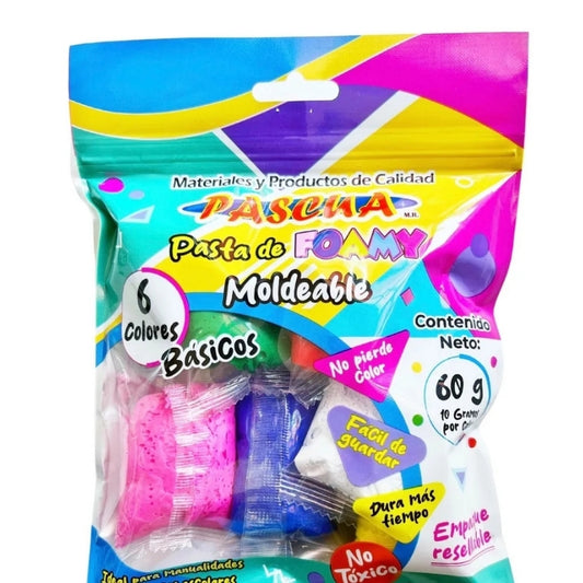 FOAMY MOLDEABLE 60 GM 6 COLORES PASCUA