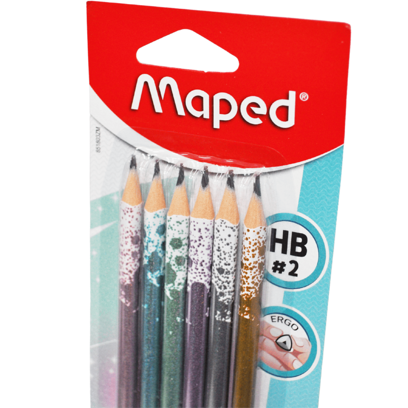 LAPIZ TRIANGULAR GLITTER #2 HB 6 PZ MAPED MNK
