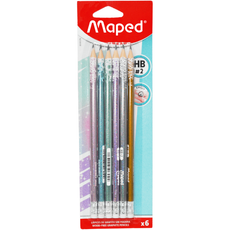 LAPIZ TRIANGULAR GLITTER #2 HB 6 PZ MAPED MNK