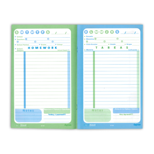 LIBRETA TAREAS ESPAÑOL INGLES DIPAO MNK