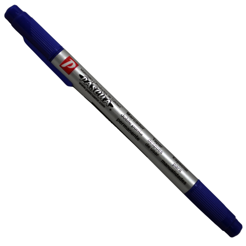 MARCADOR PERMANENTE DOBLE PUNTA AZUL PASCUA