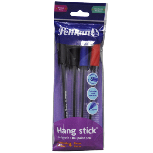 BOLIGRAFO HANG STICK MEDIANO 4 PZ PELIKAN MNK