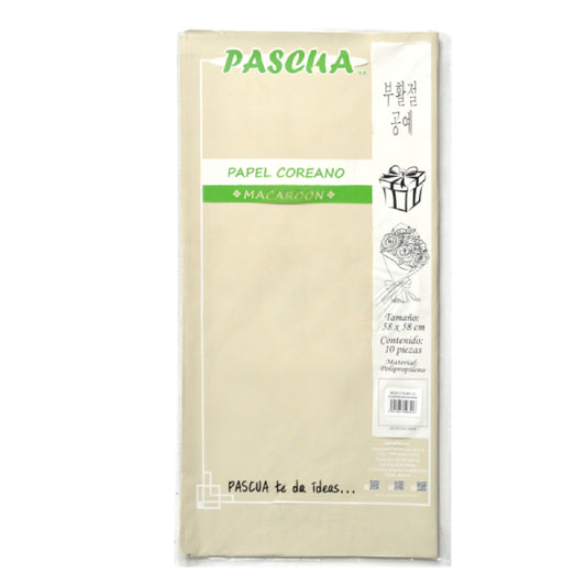 PAPEL COREANO MACAROON ARENA 10 PZ PASCUA