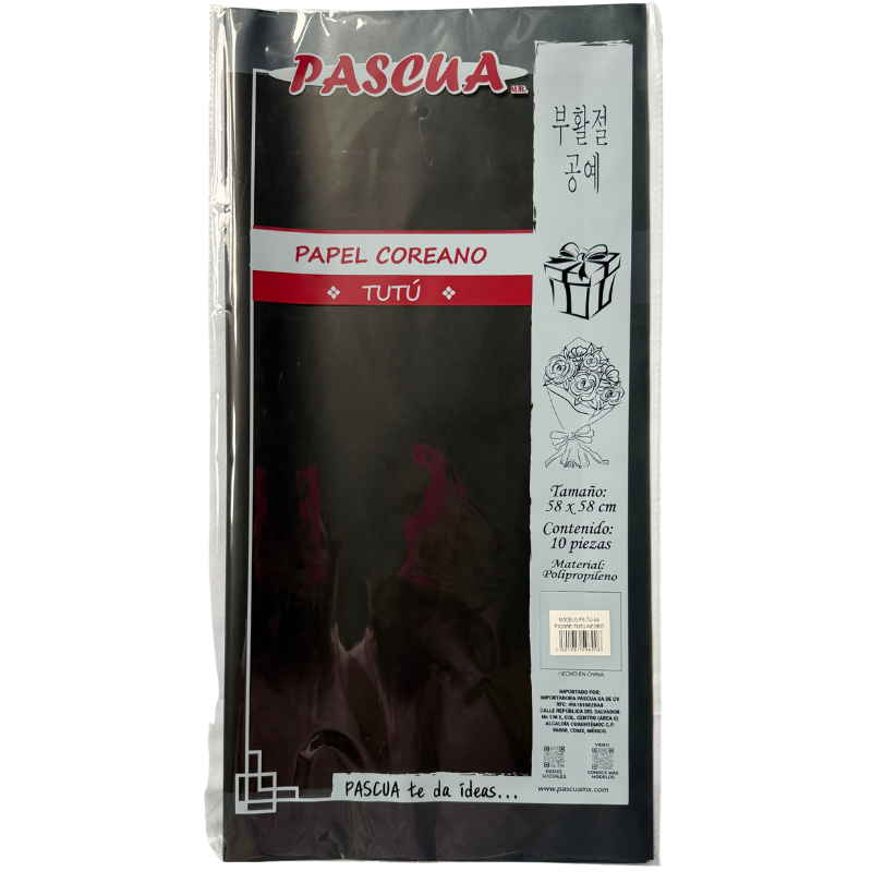PAPEL COREANO TUTU NEGRO ORILLA GRUESA 10 PZ PASCUA