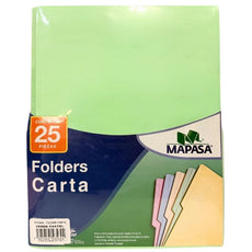 FOLDER CARTA VERDE PASTEL C/25 MAPASA