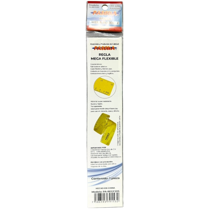 REGLA MEGA FLEXIBLE 20 CM PASCUA MNK