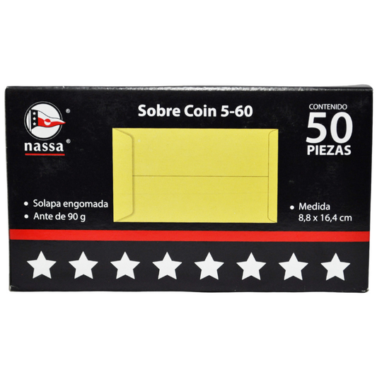 SOBRE COIN 5-60 8.8X16.2 50 PZ NASSA