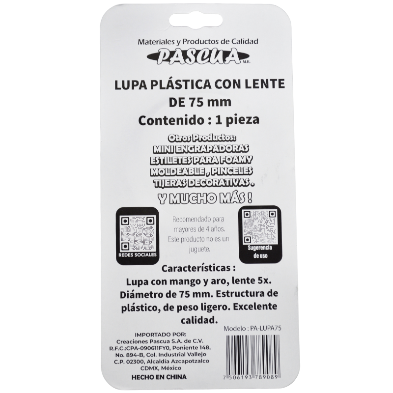 LUPA ARO PLASTICO 7.5 CM PASCUA