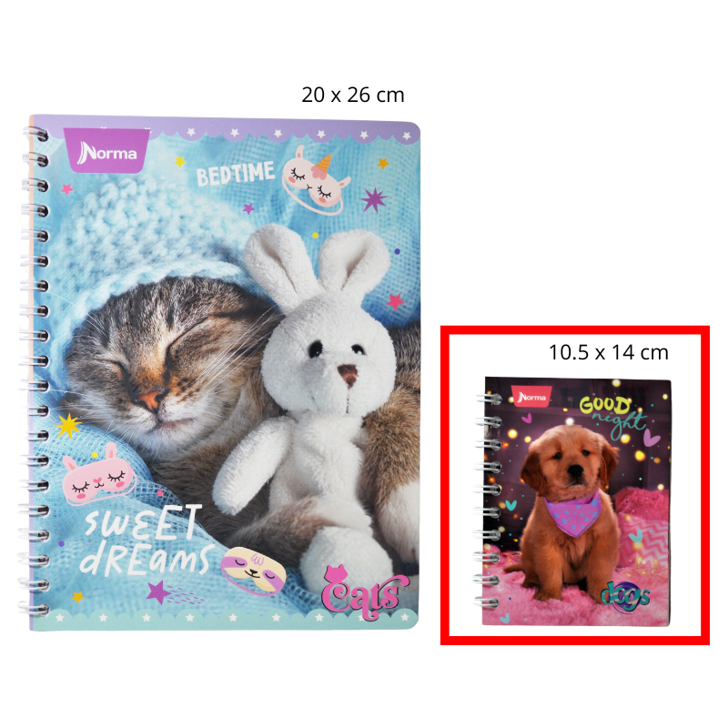 CUADERNO POCKET DOBLE ARGOLLA DOGS 80 HJ RAYA NORMA MNK