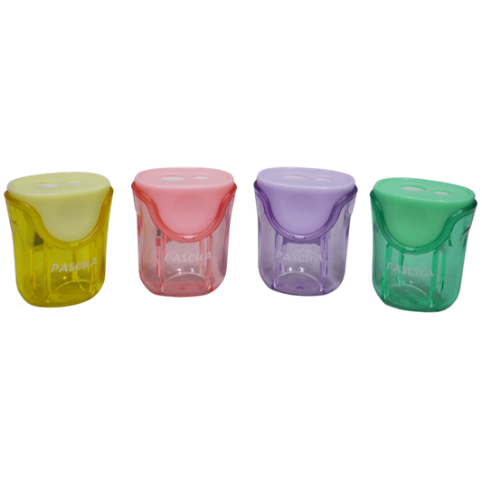 SACAPUNTAS GUARDABASURA TRANSPARENTE DOBLE PASCUA MNK