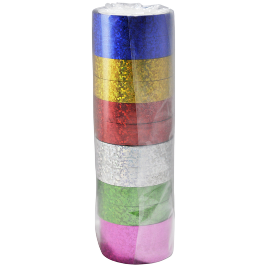 TAPE HOLOGRAFICO COLORES SURTIDOS 12 PZ NOVAC