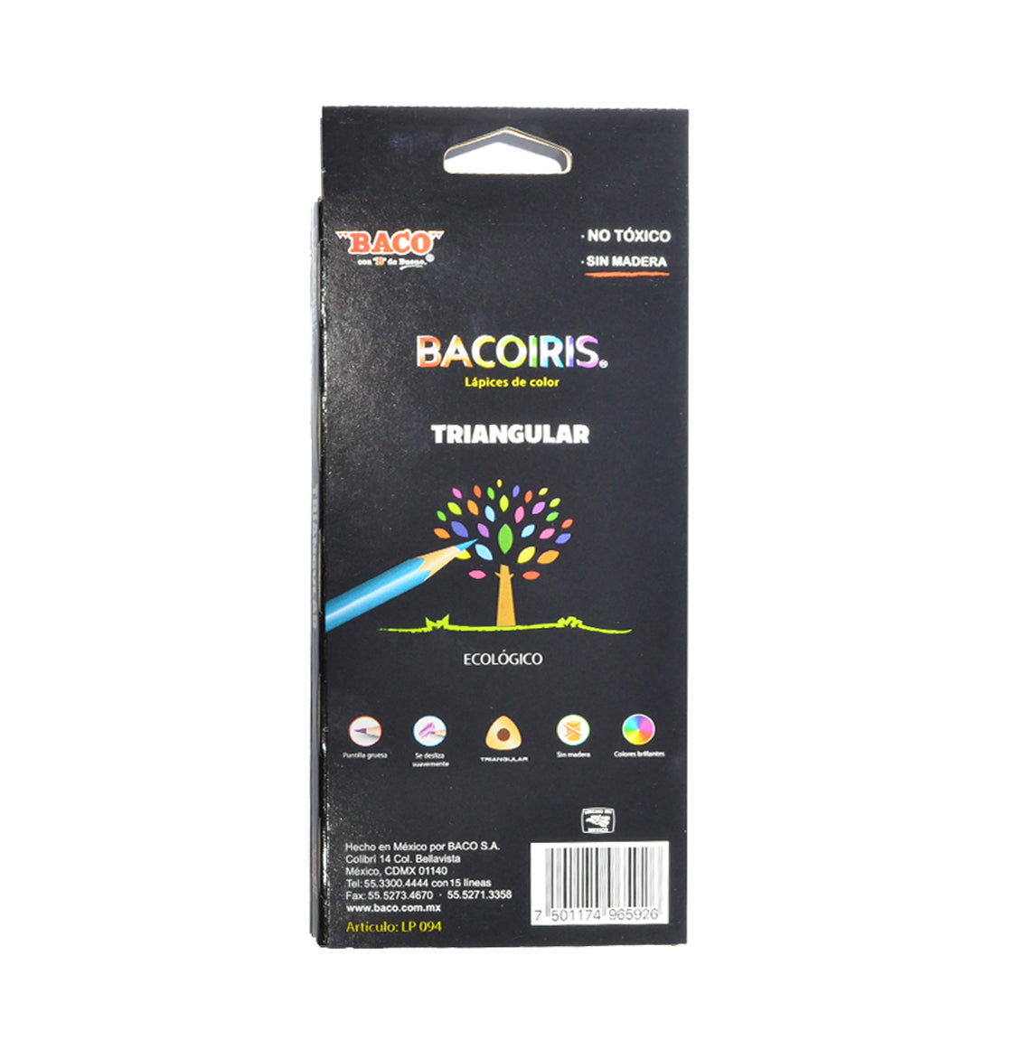 COLORES SIN MADERA BACOIRIS LARGOS TRIANGULAR 12 PZ BACO MNK