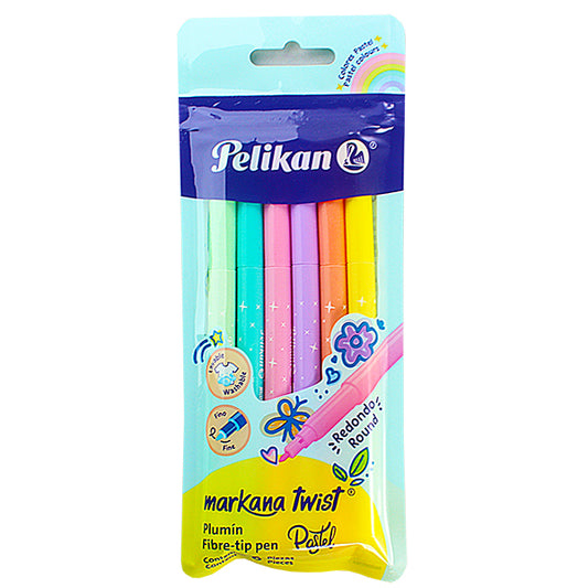 MARCADOR TWISTABLE MARKANA PASTEL 6 PZ PELIKAN