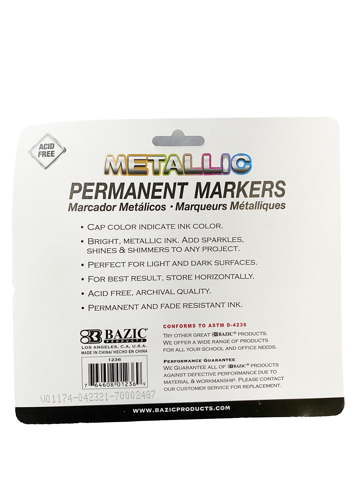 MARCADOR PERMANENTE METALICO 6 PZ 1236 BAZIC