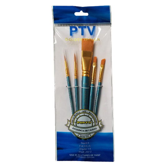 PINCEL 5 PZ DORADO SURTIDO PTV PINTO DISTRIBUIDORA
