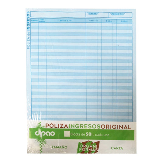 BLOCK POLIZA INGRESOS 50 HJ PIC-50 DIPAO