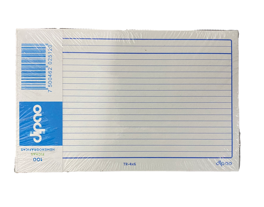 TARJETA INDEX 4X6 100 HJ RAYA DIPAO MNK