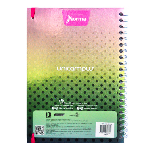 CUADERNO PROFESIONAL DOBLE ARGOLLA UNICAMPUS METALICO 120 HJ RAYA NORMA MNK