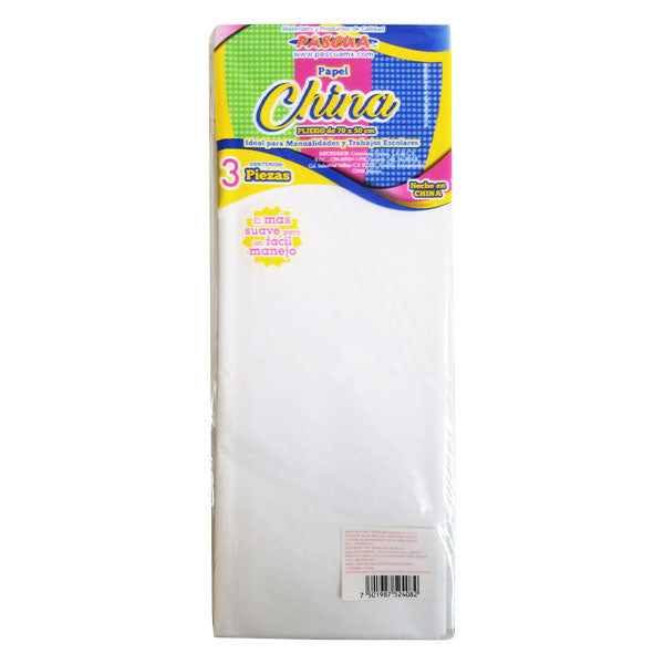 PAPEL CHINA NORMAL BLANCO 3 PZ MNK