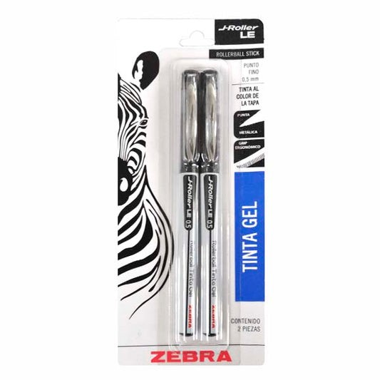 PLUMA J ROLLER GEL 0.5 MM NEGRO 2 PZ 8620-LE ZEBRA