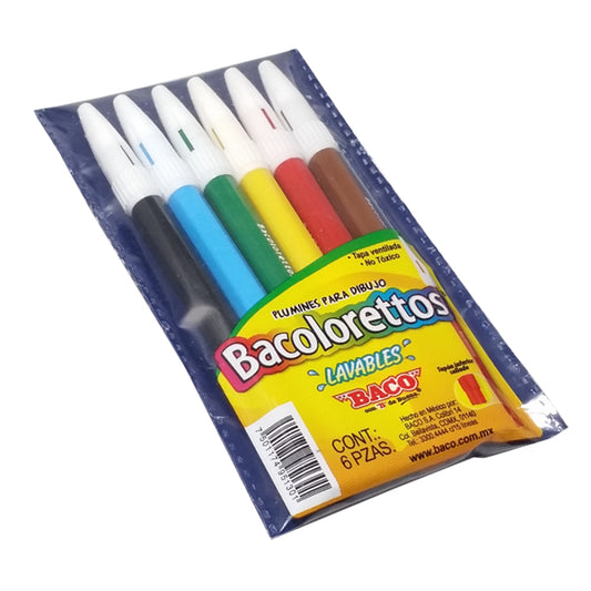 MARCADOR BACOLORETTO 6 PZ BACO MNK