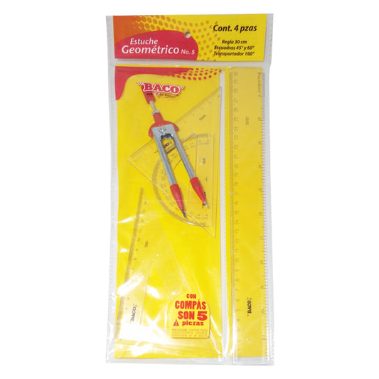 JUEGO GEOMETRIA COMPAS C-106 ESTUCHE IV BACO MNK
