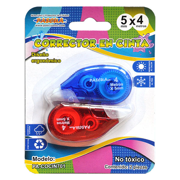 CORRECTOR CINTA 2 PZ PASCUA MNK – Mónerick Papelerías