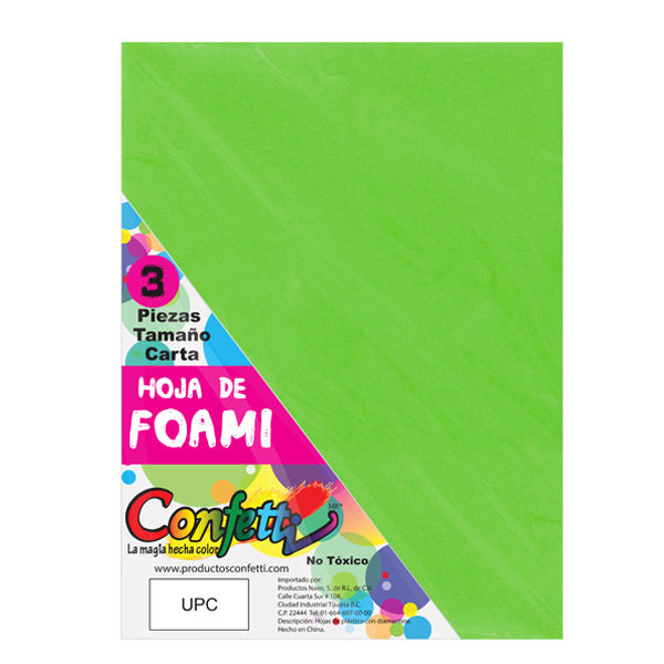 FOAMY CARTA 3 PZ VERDE HOJA NAEN MNK