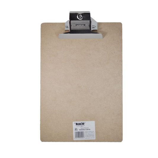 TABLA MADERA CARTA CLIP METALICO BACO