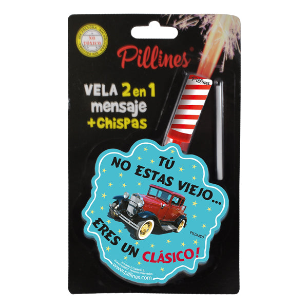 VELA PASTEL PILLINES 2 EN 1 MENSAJE + CHISPAS LA COLMENA