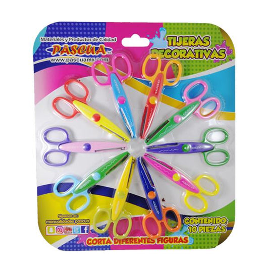 TIJERA GRECA PAQUETE C/10 PZS SURTIDAS PASCUA