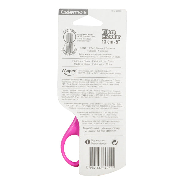 TIJERA ESCOLAR ESSENTIALS 13 CM MAPED MNK